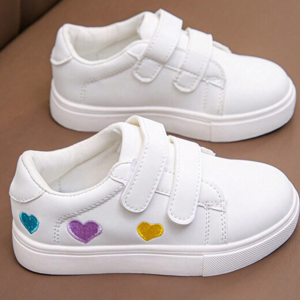 White heart sneakers for kids
