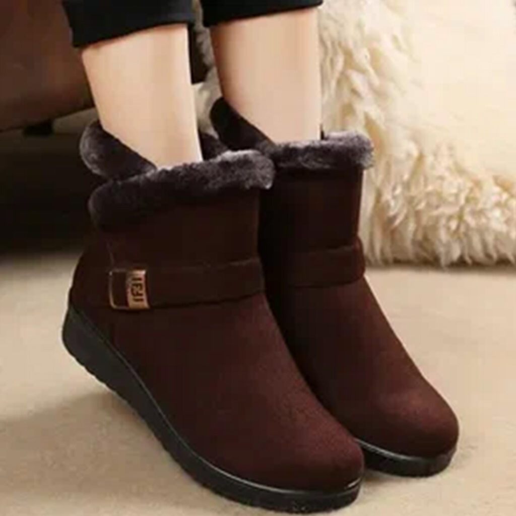 Kid's warm suede ankle boots